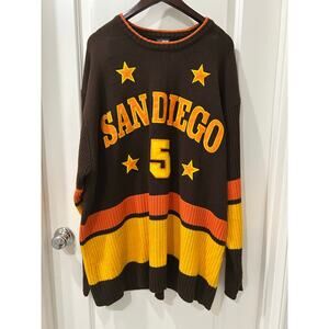 RARE San Diego Padres Colors Sweater Baseball Vintage 90s Knit Old School #5 3XL